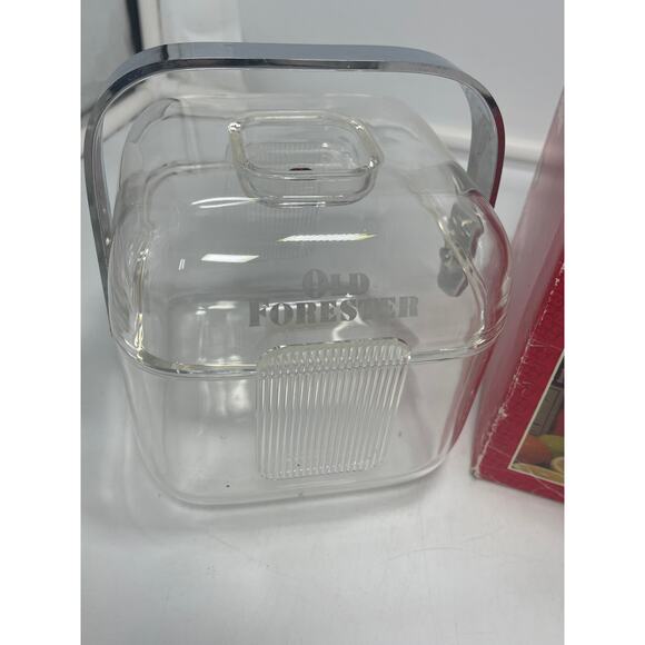 Retro 80's Lucite Cube Ice Bucket Pozzi Guzzini Amanda with Original Tongs - Picture 5 of 10